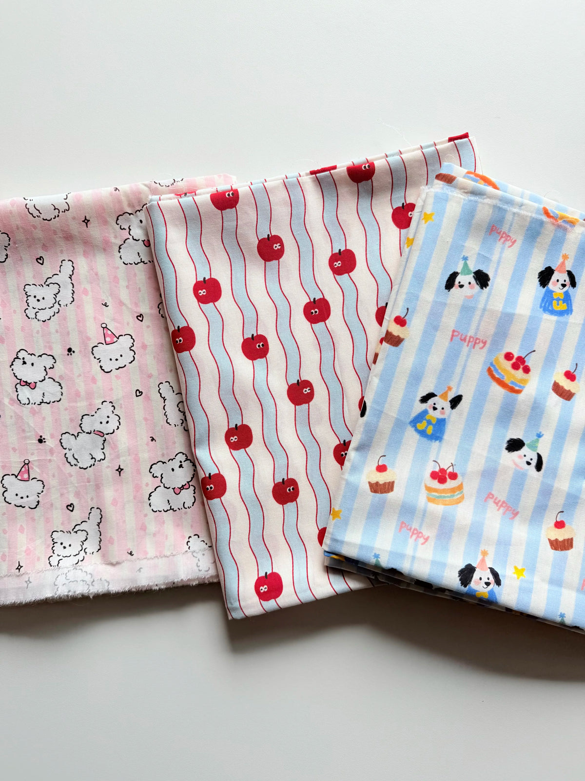 Cotton Print Fabric, Cute Striped Dogs, for Dollwear, Kids' Wear & Scrunchies