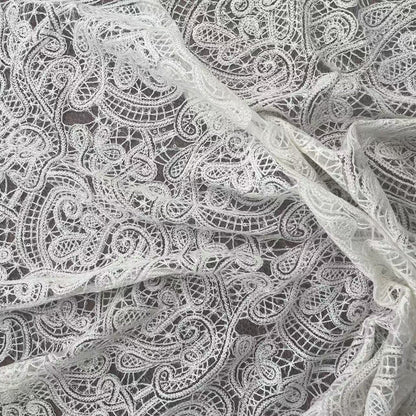 Cotton-Thread Embroidered Mesh Fabric, 100 g/m², 135 cm Wide, for Wedding, Formal Wear & Craft