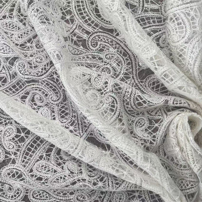 Cotton-Thread Embroidered Mesh Fabric, 100 g/m², 135 cm Wide, for Wedding, Formal Wear & Craft