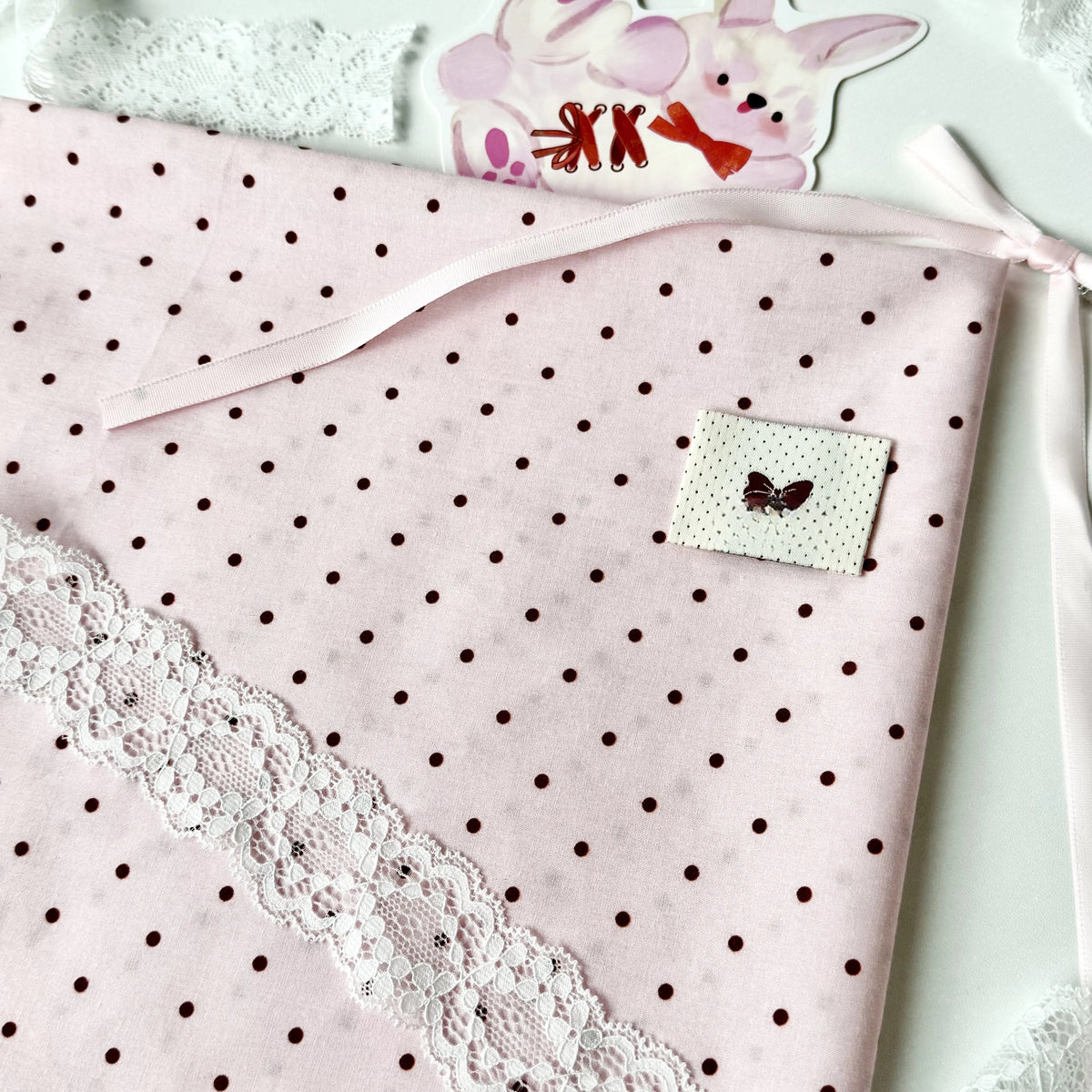 Cotton Fabric, Two-Tone Polka Dot, for Dollwear, Scrunchies & Light Tops - Pink Coffee Dot