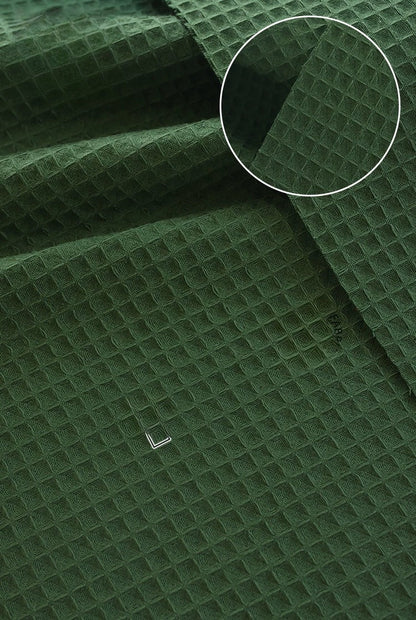 Cotton Waffle Fabric, Pure Solid, for Bathrobes, Pajamas & Home Textiles - Vibrant Green