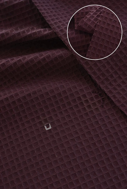 Cotton Waffle Fabric, Pure Solid, for Bathrobes, Pajamas & Home Textiles - Wine Red