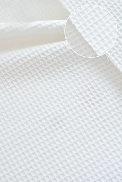 Cotton Waffle Fabric, Pure Solid, for Bathrobes, Pajamas & Home Textiles - Natural White