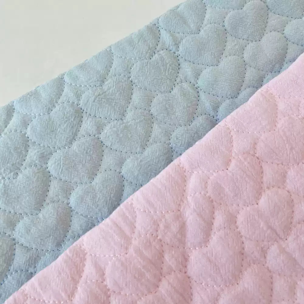 Crinkled Heart Quilted Fabric, Soft for DIY, 55 in Wide
