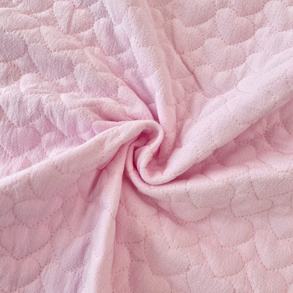 Crinkled Heart Quilted Fabric, Soft for DIY, 55 in Wide - Crinkled Pink Heart
