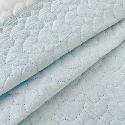 Crinkled Heart Quilted Fabric, Soft for DIY, 55 in Wide - Crinkled Light Blue Heart