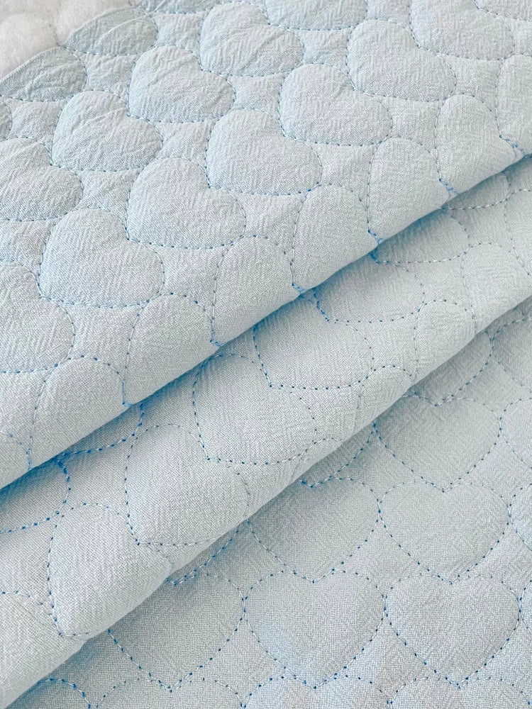 Crinkled Heart Quilted Fabric, Soft for DIY, 55 in Wide