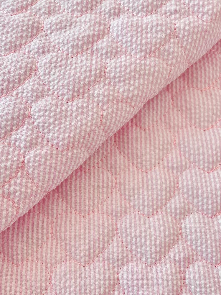 Crinkled Heart Quilted Fabric, Soft for DIY, 55 in Wide