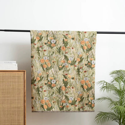 Dandelion Jacquard Home Fabric, for Cushions & Upholstery - Light Green