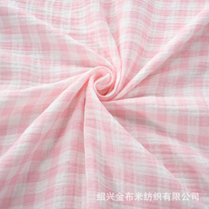 Double Gauze Fabric, Cotton Plaid & Dots (14 Prints) - Pink Plaid