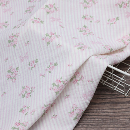Cotton Double Gauze Fabric, Small Floral & Bow Prints (6)
