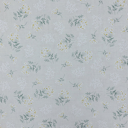 Cotton Double Gauze Fabric, Small Floral & Bow Prints (6) - White Large Flower