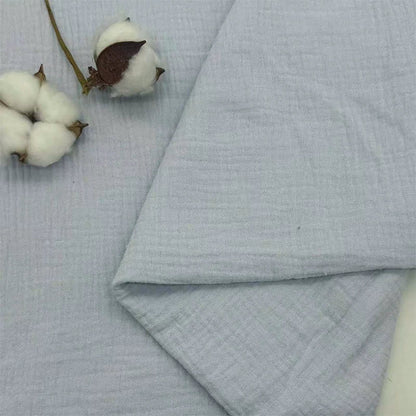 Double-Layer Cotton Gauze Fabric, Soft Crinkle Woven for Loungewear - Light Blue 25#