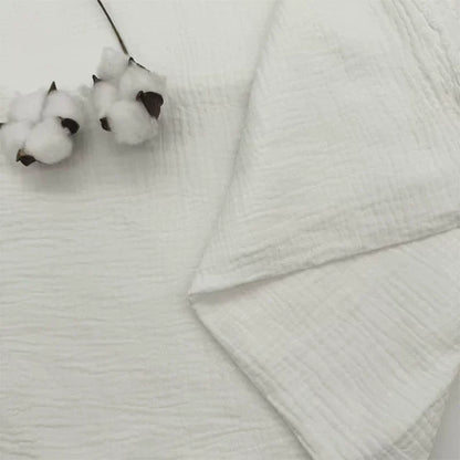 Double-Layer Cotton Gauze Fabric, Soft Crinkle Woven for Loungewear - Bleached White 2#