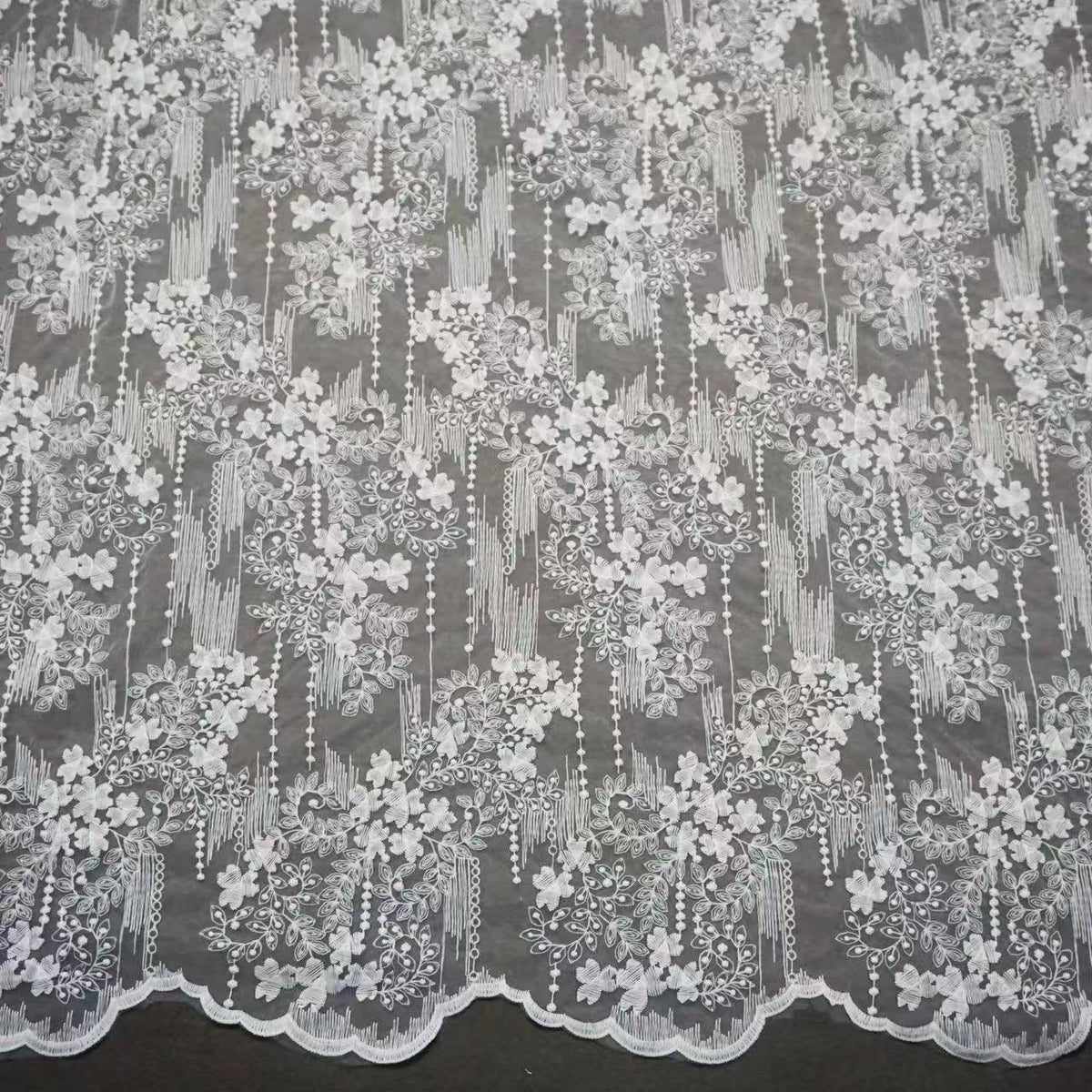 Embroidered Milk Silk Mesh Fabric for Girls' Dresses & Bridal