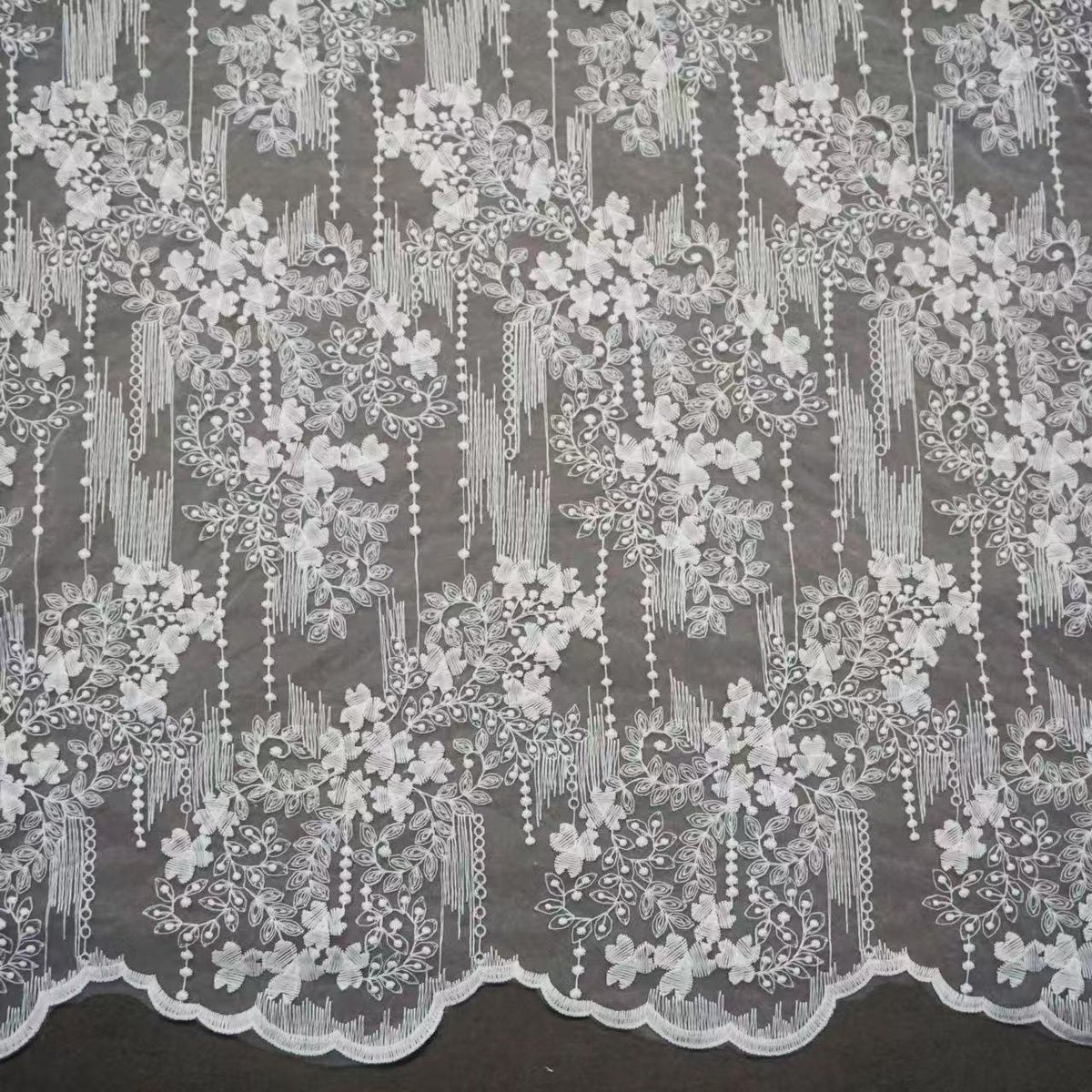 Embroidered Milk Silk Mesh Fabric for Girls' Dresses & Bridal - P66