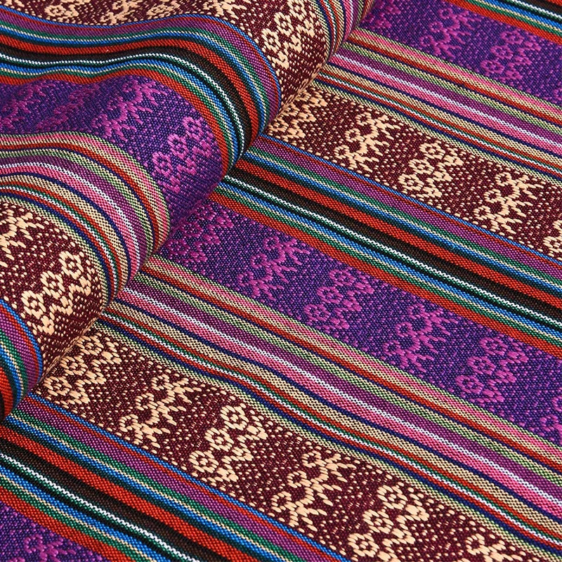 Ethnic Cotton Linen Tablecloth Fabric, Vintage Woven for Home Decor - 33#