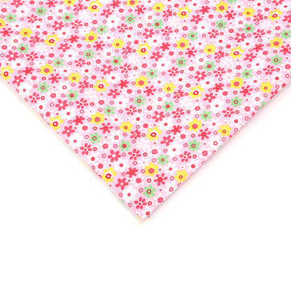 Floral Polyester Fabric, Simple Print Cloth for Shirts & Curtains - Pink