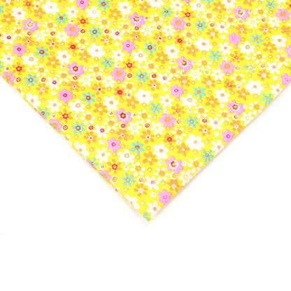 Floral Polyester Fabric, Simple Print Cloth for Shirts & Curtains - Yellow