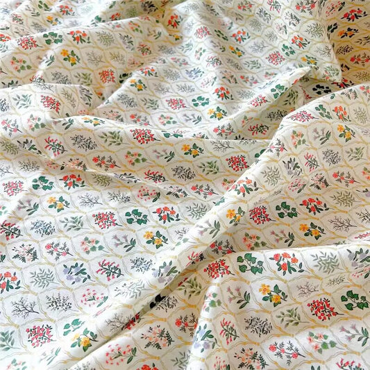 French Floral Printed Cotton Linen - Detail View