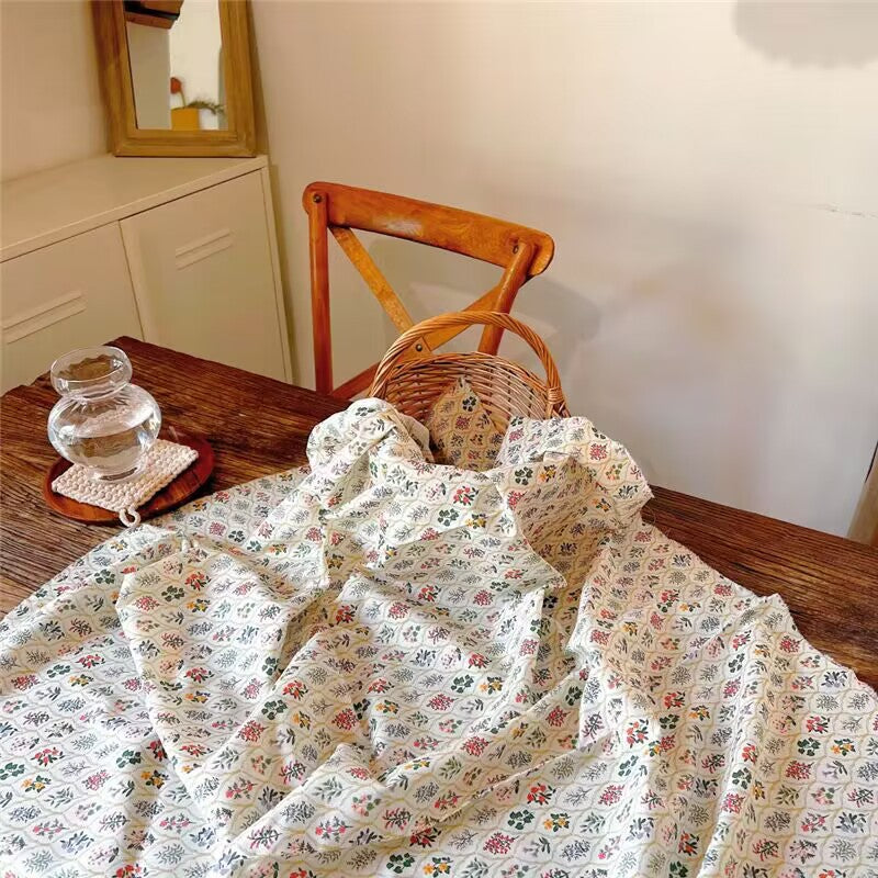 French Floral Printed Cotton Linen - Layout View