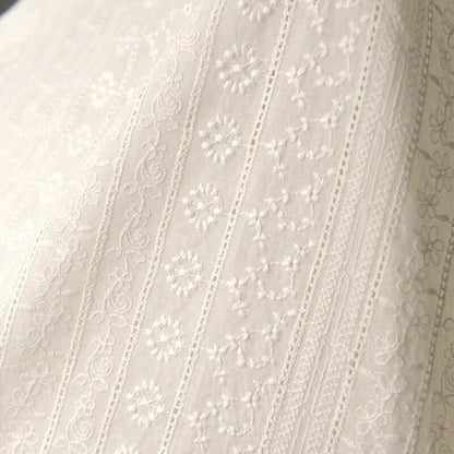 Geometric Embroidered Eyelet Cotton - Cream Yellow