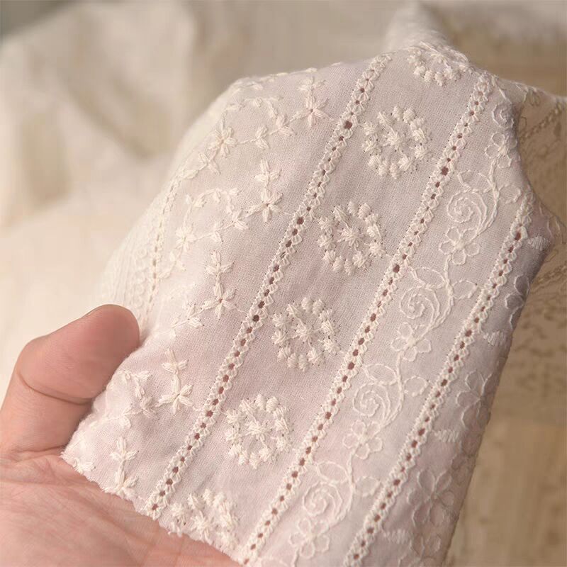 Geometric Embroidered Eyelet Cotton - Close Up