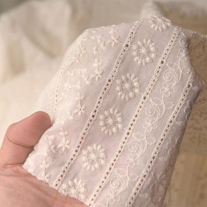 Geometric Embroidered Eyelet Cotton - Close Up