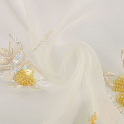Gold Embroidery Fabric, Chinese Style for Hanfu, 57 in Wide