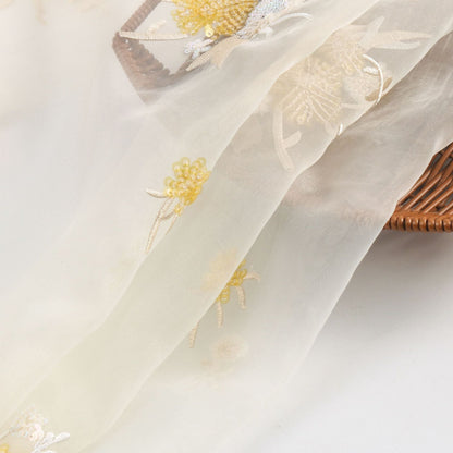 Gold Embroidery Fabric, Chinese Style for Hanfu, 57 in Wide - Golden Yellow
