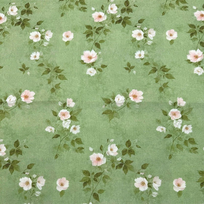 Green Botanical Print Cotton-Linen Fabric, Encrypted Woven Cloth for Decor & Apparel - Green Leaf