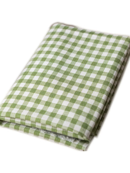 Green Linen Cotton Check Fabric for Bedding, Tablecloths & Crafts