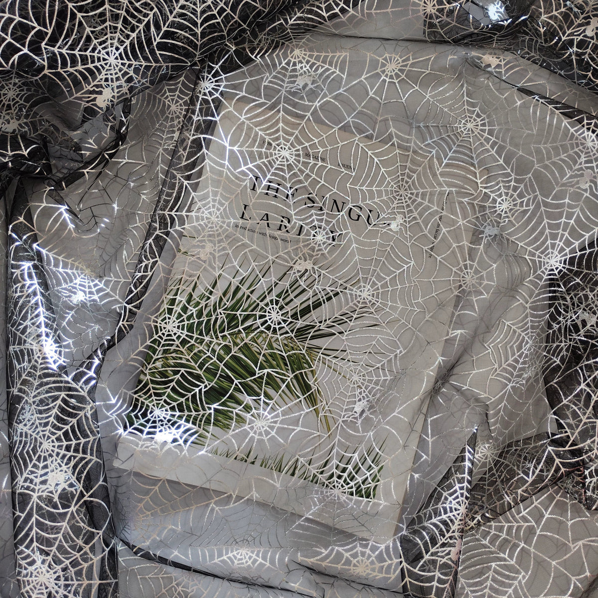 Halloween Foil Spiderweb Mesh, Sheer Net Fabric for Party Decor - Little Spider