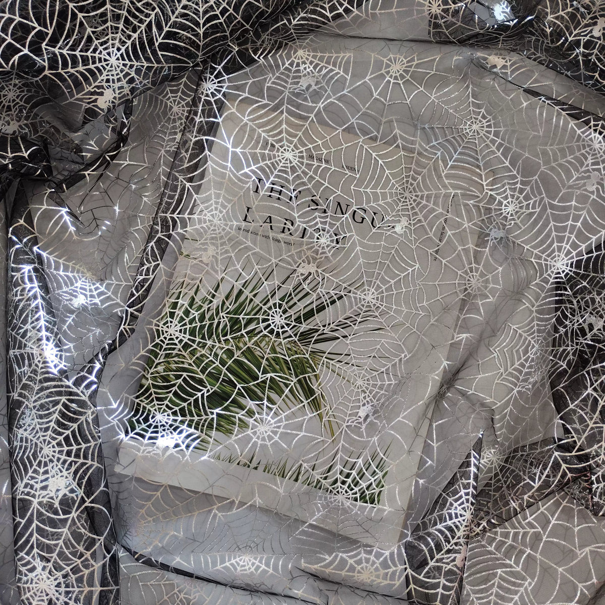 Halloween Foil Spiderweb Mesh, Sheer Net Fabric for Party Decor