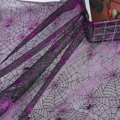 Halloween Spiderweb Sheer Polyester Mesh Fabric, Lightweight