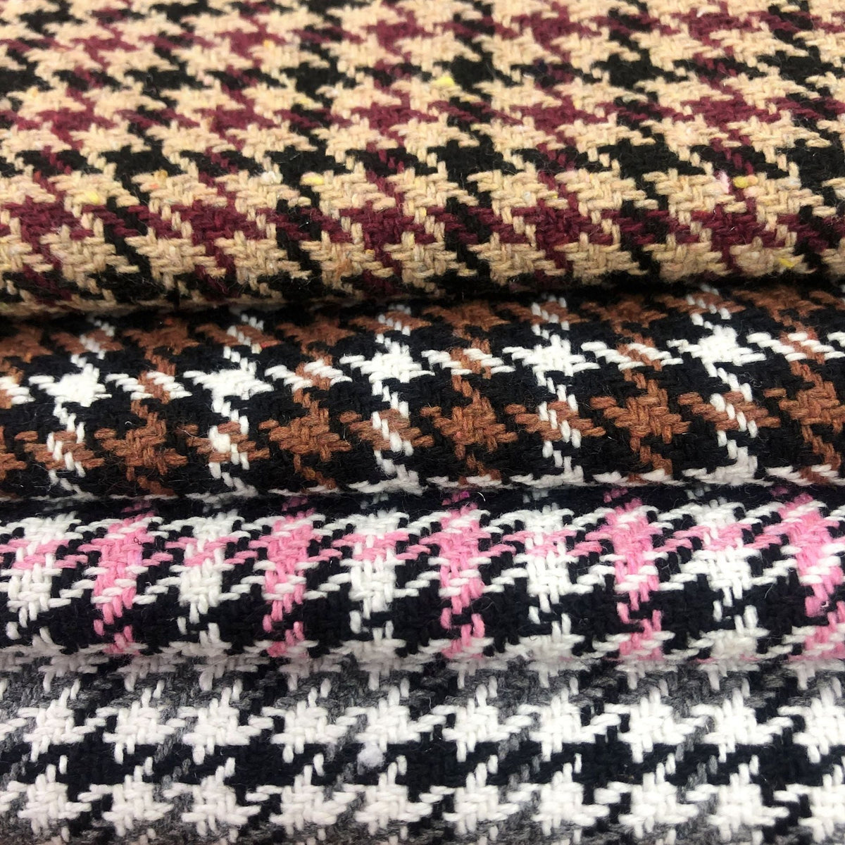 Houndstooth Tweed Fabric, 4 Colors for Jackets, Pants & Decor
