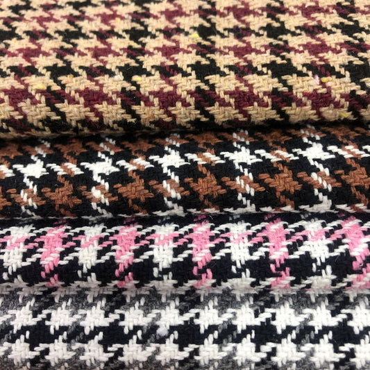 Houndstooth Tweed Fabric, 4 Colors for Jackets, Pants & Decor