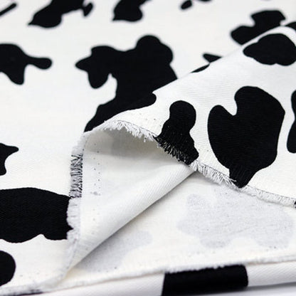 Cow Pattern Denim Fabric, Washed Animal Print for Jackets & Bags