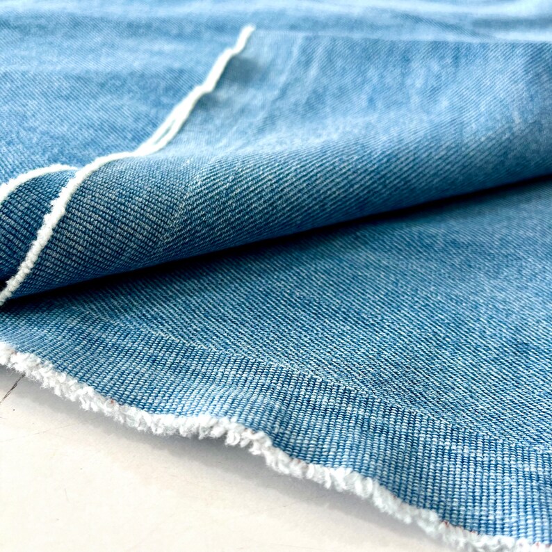 Stonewashed Denim Fabric, for Apparel & Crafts - Light Blue
