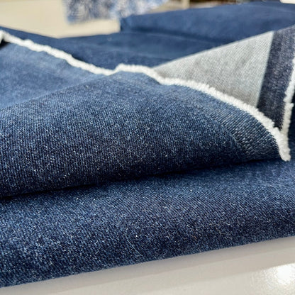 Stonewashed Denim Fabric, for Apparel & Crafts - Dark Blue