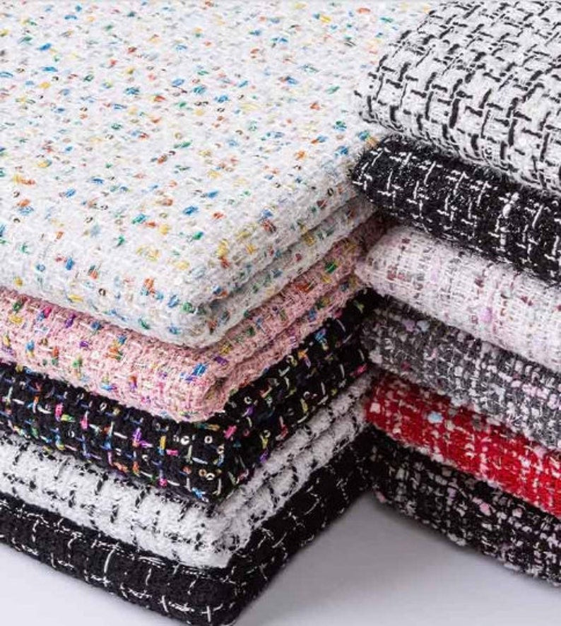 Wool Blend Tweed Fabric, Check, 59 in Wide