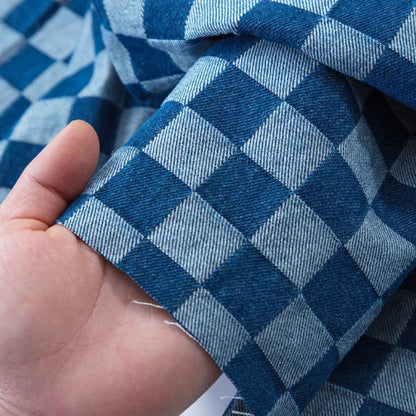 Checkerboard Jacquard Denim - Light Blue