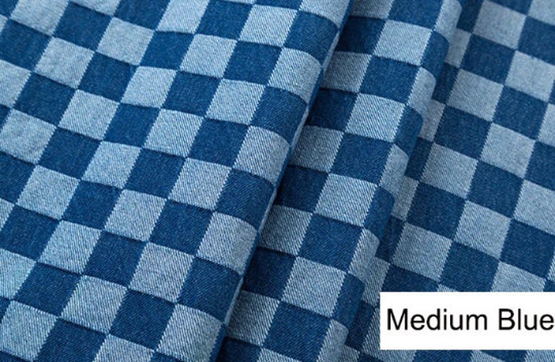 Checkerboard Jacquard Denim - Dark Blue