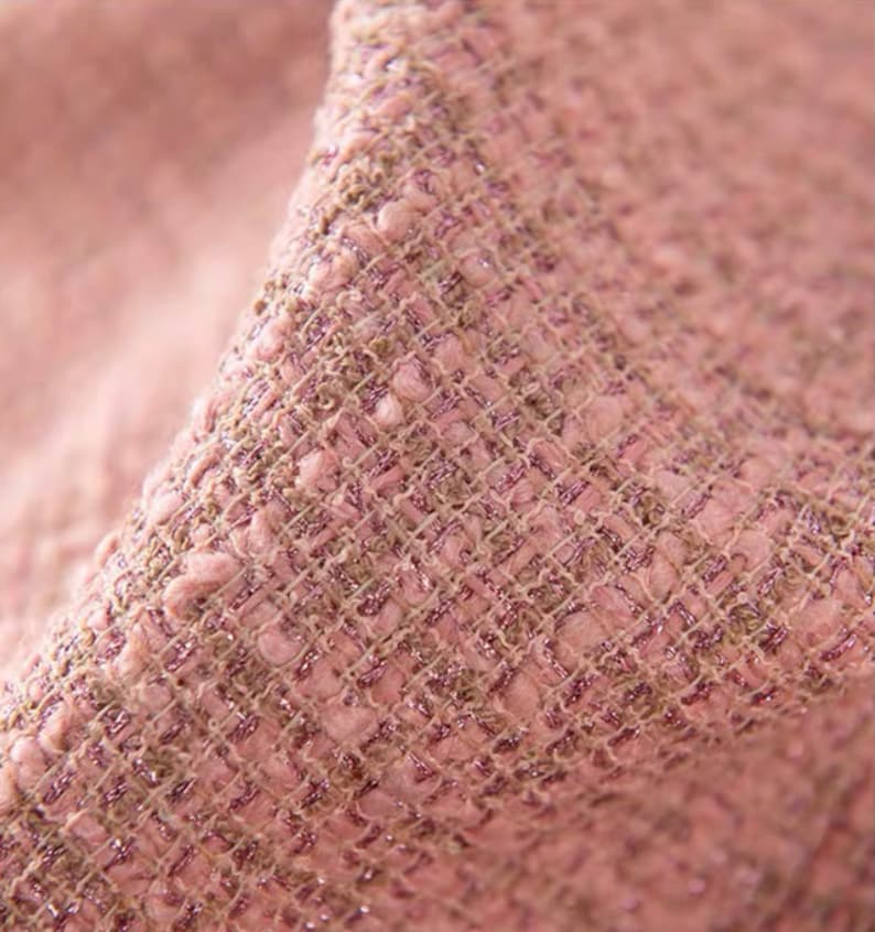 Pink Tweed Fabric, Wool Polyester Blend for Coats & Suits