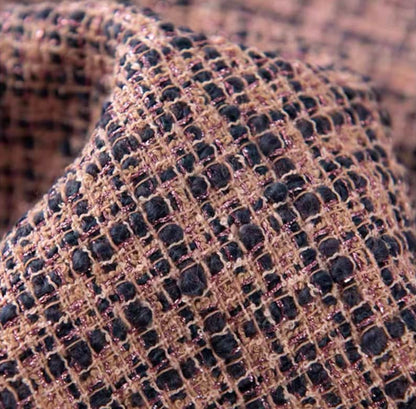 Pink Tweed Fabric, Wool Polyester Blend for Coats & Suits