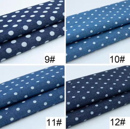 Printed Denim Fabric - Lightweight Washed Cotton Material for Quilting & Craft by the Yard