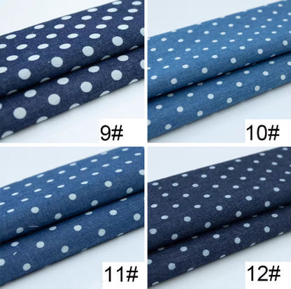 Printed Denim Fabric - Lightweight Washed Cotton Material for Quilting & Craft by the Yard