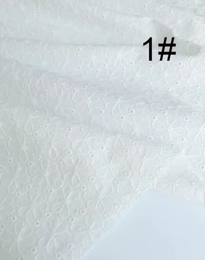 Cotton Fabric - Floral Embroidered Eyelet Material for Dresses & Sewing by the Yard