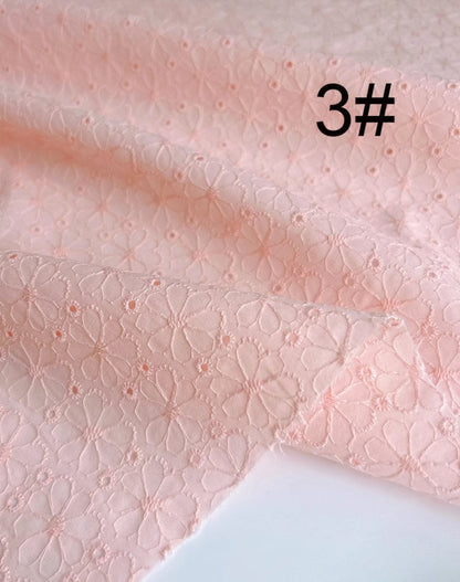 Cotton Fabric - Floral Embroidered Eyelet Material for Dresses & Sewing by the Yard