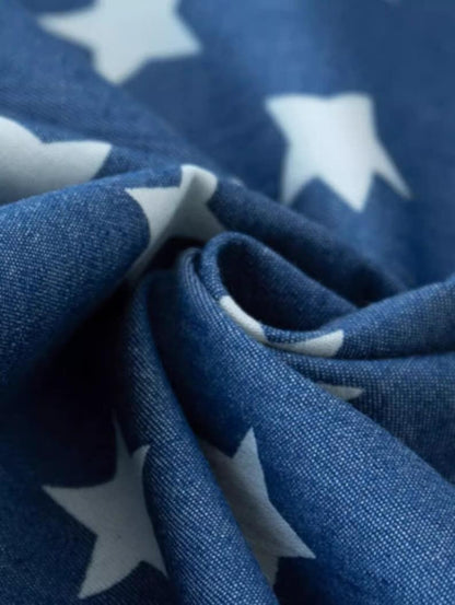 Printed Denim Fabric - Lightweight Washed Cotton Material for Quilting & Craft by the Yard